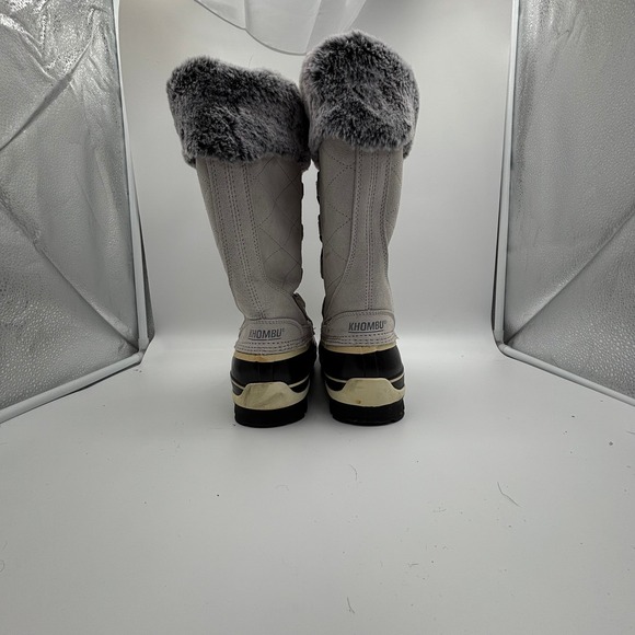 Khombu Gray Faux Fur Tall Winter Snow Boots‎ Men's Size 8- Lace Up Quilted Warm - Picture 6 of 9